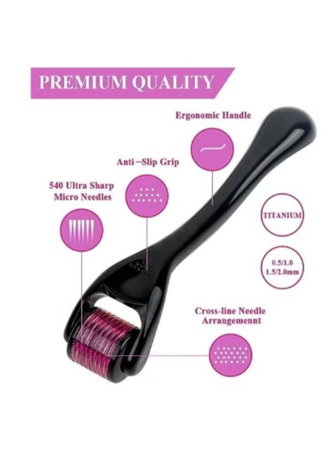 ديرما رولر أسطوانة بإبرة دقيقة 0.5 مم لتجديد بشرة الوجه والجسم، ديرمارولر للوجه لنمو شعر اللحية، إبر دقيقة 0.5 مم للتجاعيد - Image 4